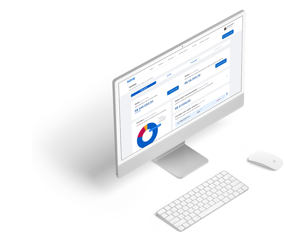 Mockup da plataforma Biztrip Despesas